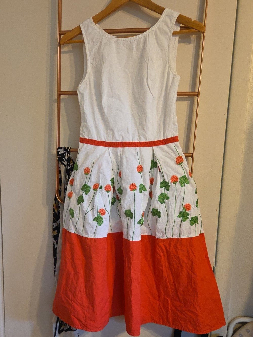 Eshakti White & Red Raspberry Floral Embroidered Sundress